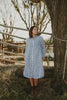 Bush Stripe Navy & White Organic Linen Long Sleeve Dress - Outback Linen Co