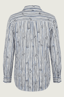Bush Stripe Navy & White Organic Linen Long Sleeve Shirt - Outback Linen Co