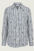 Bush Stripe Navy & White Organic Linen Long Sleeve Shirt - Outback Linen Co