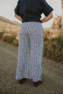 Bush Stripe Navy & White Organic Linen Pants - Outback Linen Co