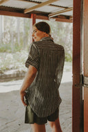 Bush Stripe Spinifex Organic Linen Short Sleeve Shirt - Outback Linen Co