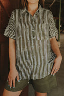 Bush Stripe Spinifex Organic Linen Short Sleeve Shirt - Outback Linen Co
