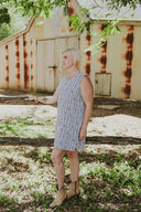 Bush Stripe Blue & White Organic Linen Shift Dress