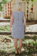 Bush Stripe Blue & White Organic Linen Shift Dress