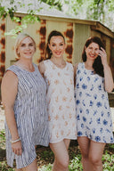 Bush Stripe Blue & White Organic Linen Shift Dress