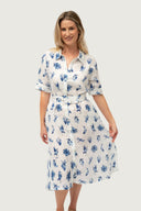 Feather and Flight Linen Dress - Coastal Flight