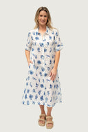 Feather and Flight Linen Dress - Coastal Flight