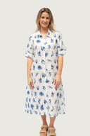 Feather and Flight Linen Dress - Coastal Flight