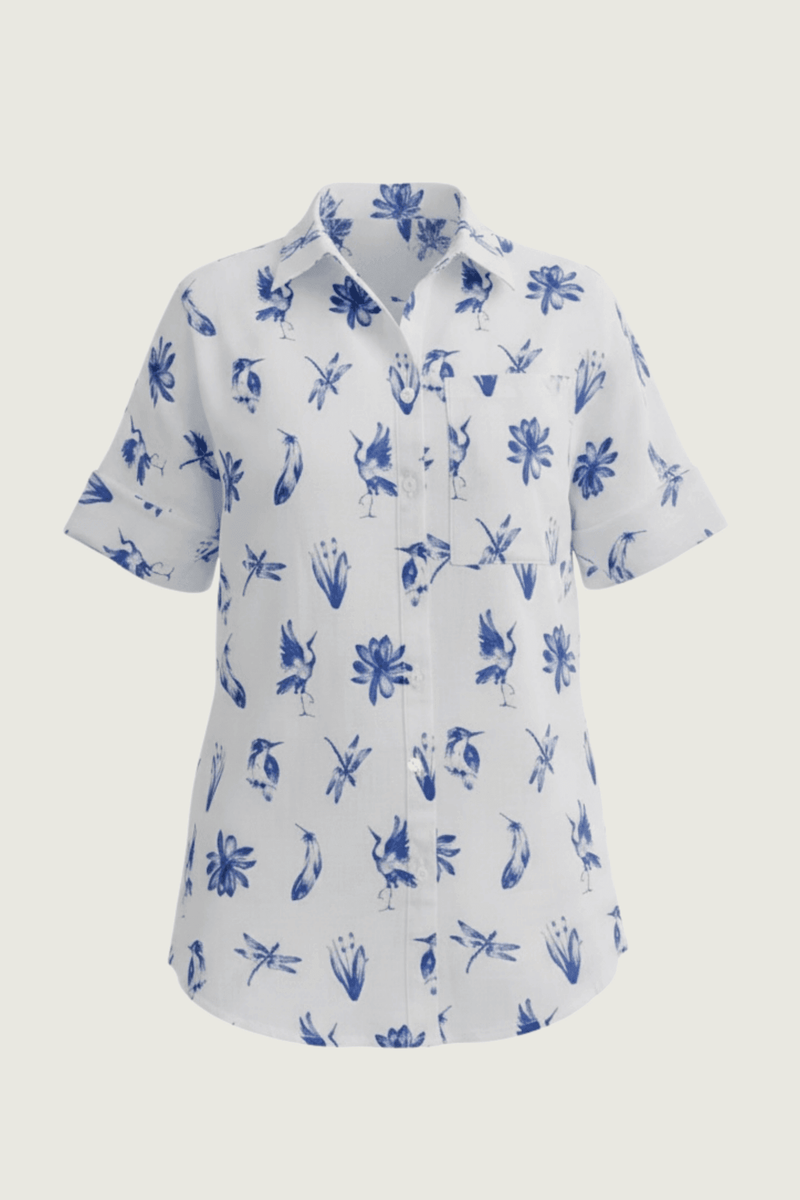 Coastal Flight Organic Linen Short Sleeve Shirt - Outback Linen Co