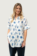 Feather and Flight Linen Shirt - Short Sleeve - Coastal Flight
