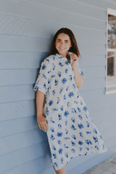 Coastal Flight Short Sleeve Organic Linen Dress and Belt - Outback Linen Co