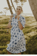 Coastal Flight Short Sleeve Organic Linen Dress and Belt - Outback Linen Co