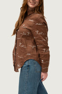 Rural Outback Smoked Cocoa Embroidered Linen Long Sleeve Shirt