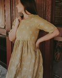 Lady Jane Dessert Sand Short Sleeve Organic Linen Dress