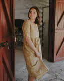 Lady Jane Dessert Sand Short Sleeve Organic Linen Dress