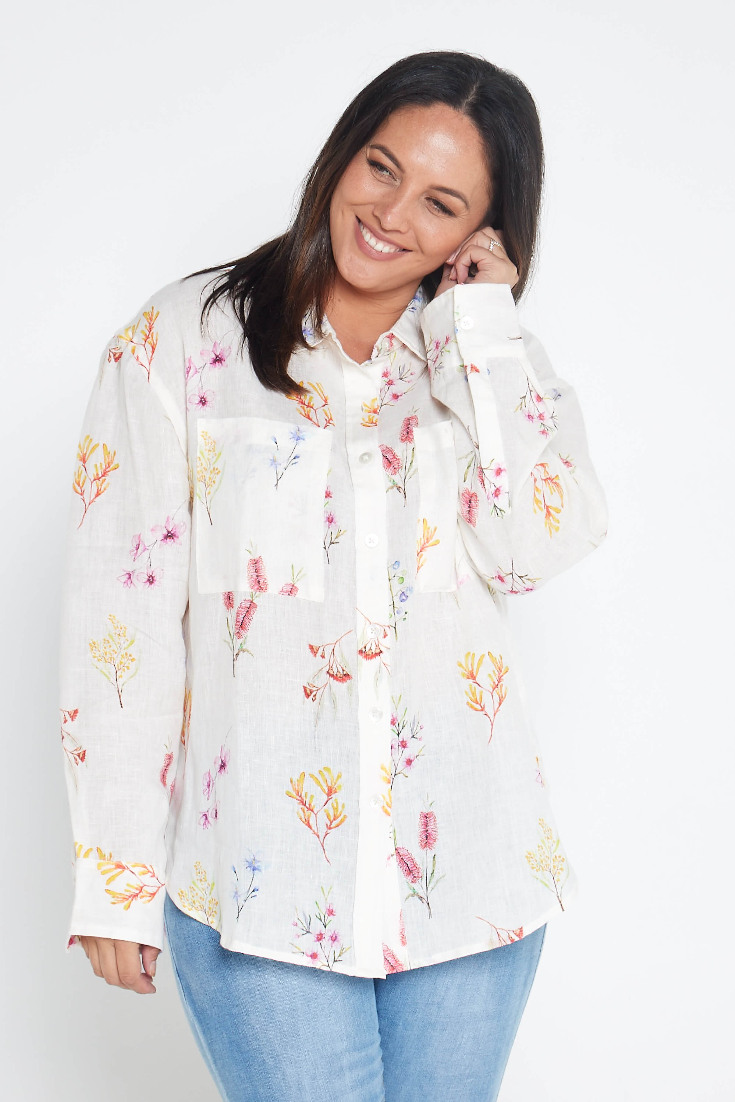 Outback Flora Long Sleeve Organic Linen Shirt - Outback Linen Co
