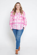 Pink Gingham Long Sleeve Linen Shirt - Outback Linen Co