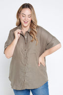 Spinifex Green Organic Linen Short Sleeve Shirt