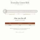 Everyday Linen Belt size guide, one size 64 to 145 cm