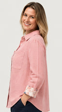 She's Arrived - The everyday linen shirt printed cuff