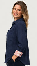 She's Arrived - The everyday linen shirt printed cuff