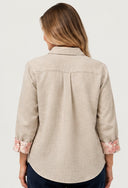 She's Arrived - The everyday linen shirt printed cuff