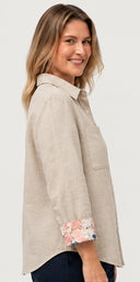 She's Arrived - The everyday linen shirt printed cuff