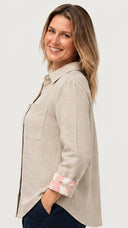She's Arrived - The everyday linen shirt printed cuff
