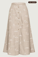 The rural outback embroidered linen skirt(stone)