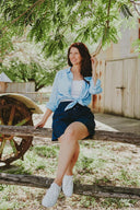 Everyday Sky Blue Organic Linen Long Sleeve Shirt - Outback Linen Co