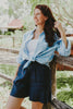 Everyday Sky Blue Organic Linen Long Sleeve Shirt - Outback Linen Co