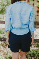 Everyday Sky Blue Organic Linen Long Sleeve Shirt - Outback Linen Co