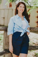 Everyday Sky Blue Organic Linen Long Sleeve Shirt - Outback Linen Co