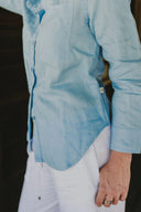 Everyday Sky Blue Organic Linen Long Sleeve Shirt - Outback Linen Co