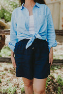 Everyday Sky Blue Organic Linen Long Sleeve Shirt - Outback Linen Co