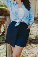Everyday Sky Blue Organic Linen Long Sleeve Shirt - Outback Linen Co