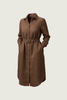 Everyday Smoked Cocoa Brown Organic Linen Long Sleeve Dress - Outback Linen Co