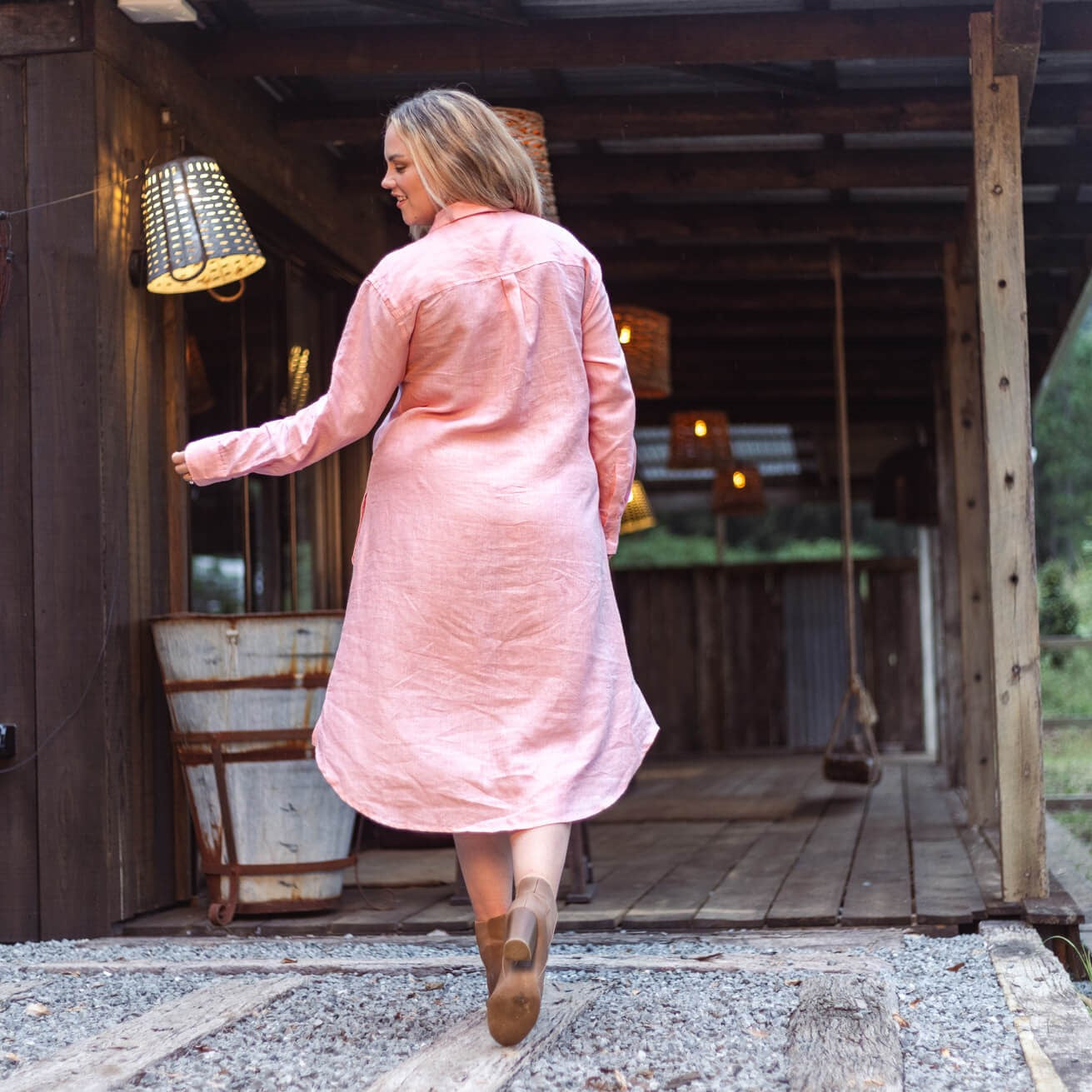 Pink Everyday Organic Linen Dress