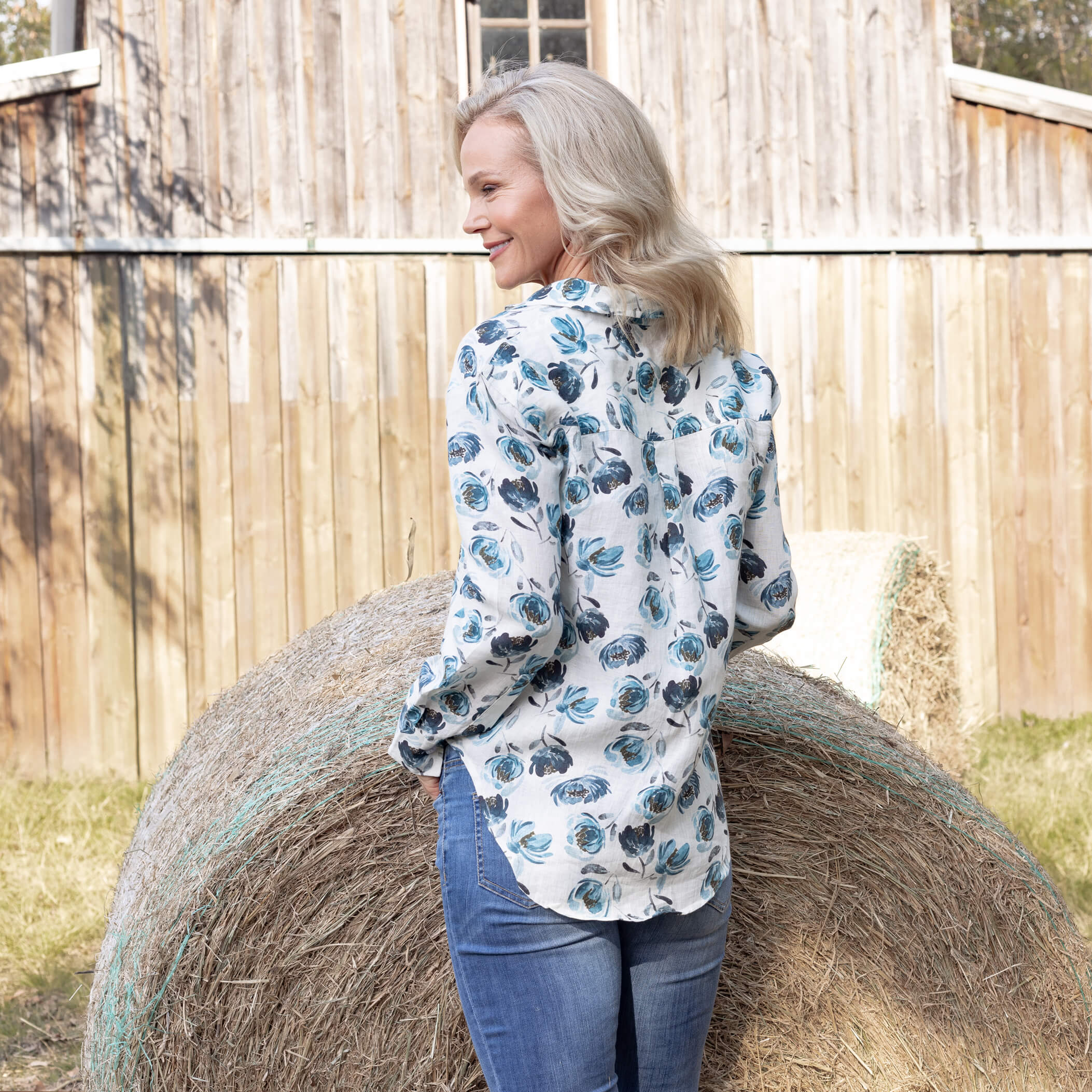 Big Skies Printed Organic Linen Shirt