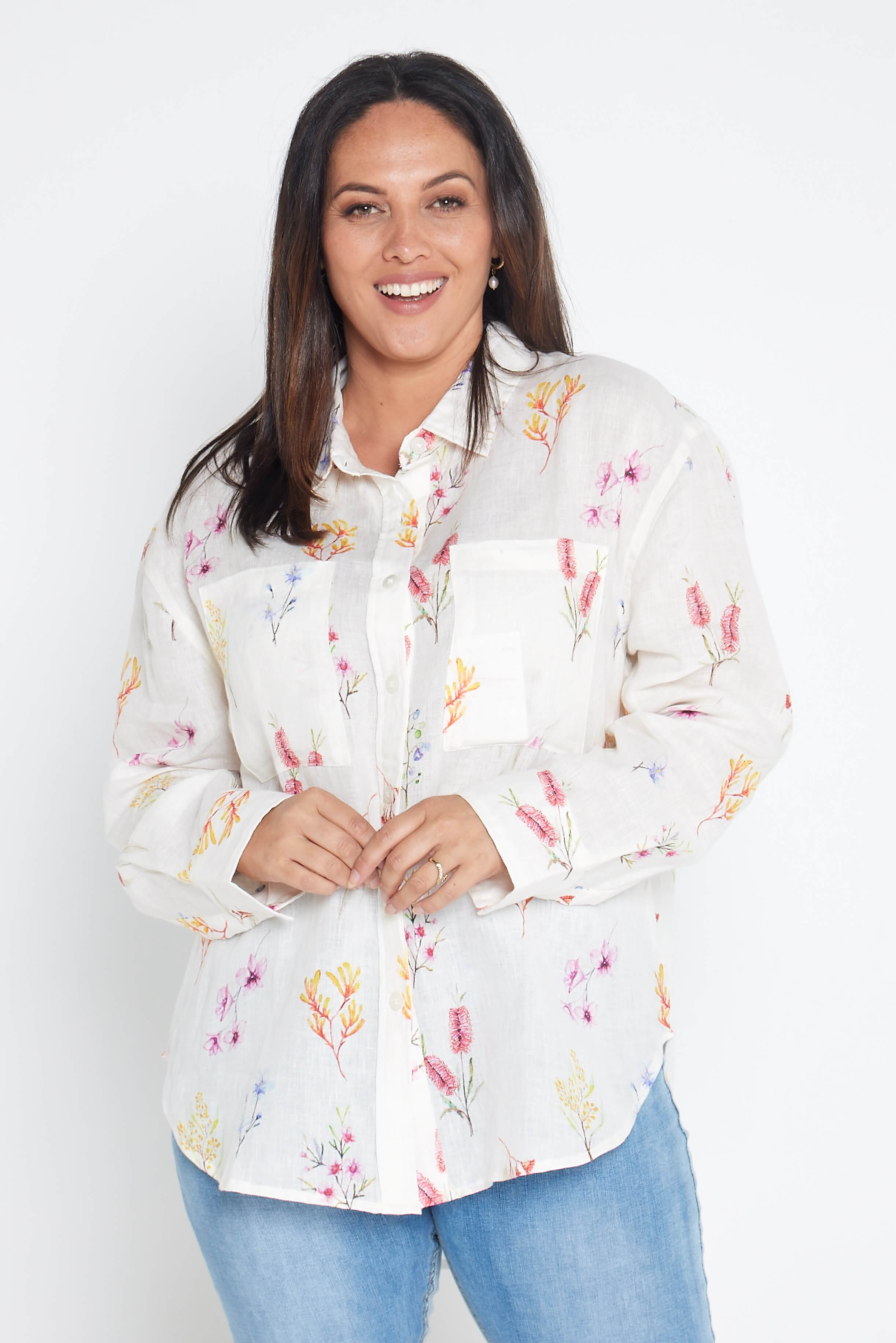 Outback Flora Long Sleeve Organic Linen Shirt - Outback Linen Co