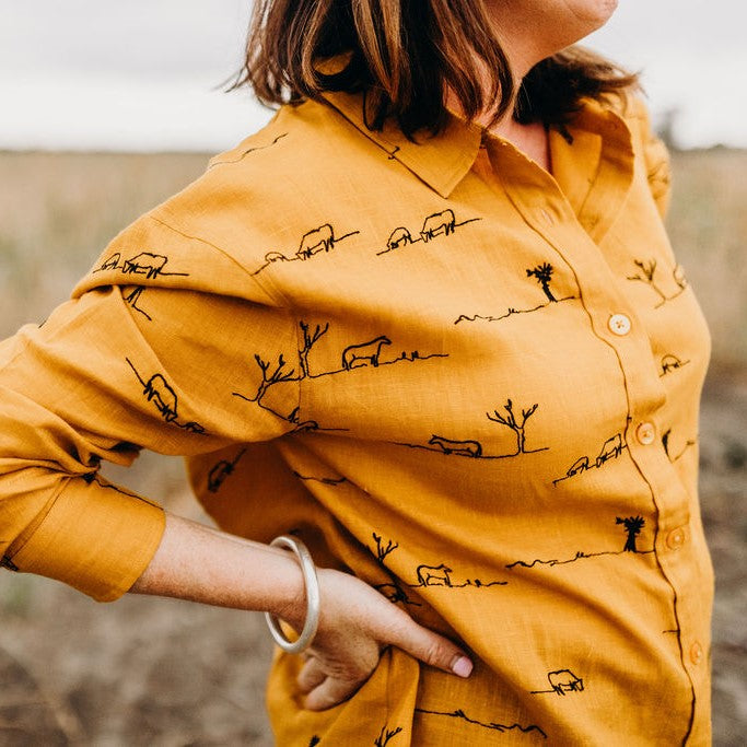Golden Dust Rural Outback Linen Shirt