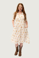 Feather and Flight Linen Dress - Golden Flight