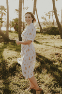 Golden Flight Organic Linen Short Sleeve Dress and Belt - Outback Linen Co