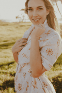 Golden Flight Organic Linen Short Sleeve Dress and Belt - Outback Linen Co