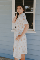 Golden Flight Organic Linen Short Sleeve Dress and Belt - Outback Linen Co