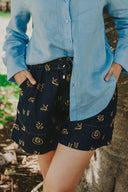 Lady Jane Denim Dark Embroidered Shorts - Outback Linen Co