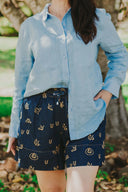 Lady Jane Denim Dark Embroidered Shorts - Outback Linen Co