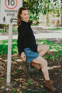 Lady Jane Denim Sky Blue Embroidered Shorts - Outback Linen Co