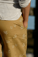 Lady Jane Desert Sand Embroidered Organic Linen Pants - Outback Linen Co