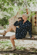 Lady Jane Outback Eclipse Navy Embroidered Linen Shorts - Outback Linen Co